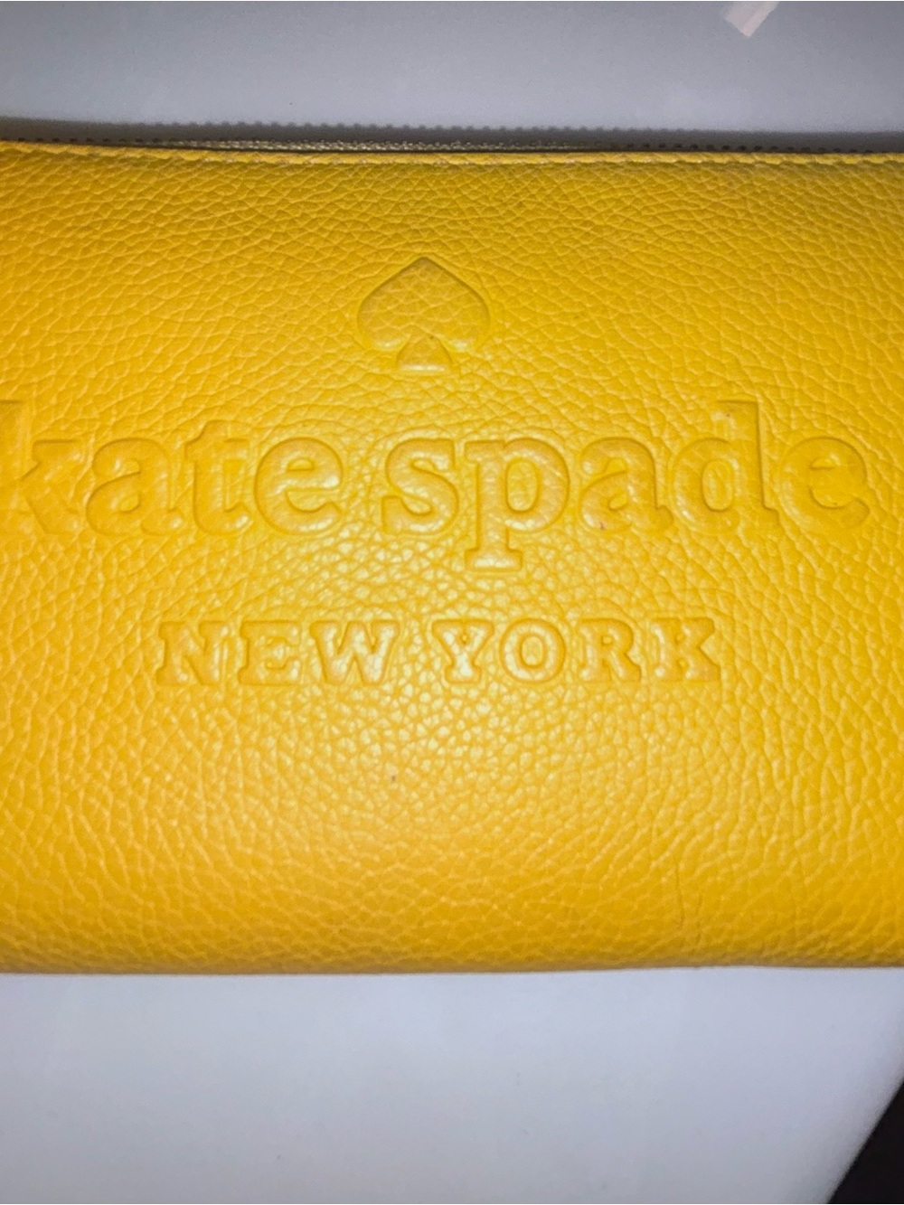 kate spade Embossed Logo Yellow Pebbled Leather Wallet
